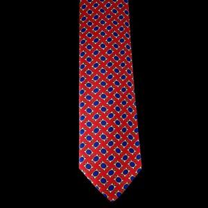 Vintage Paolo Gucci Silk Tie Red Blue Horse Bit Equestrian Made in Italy
